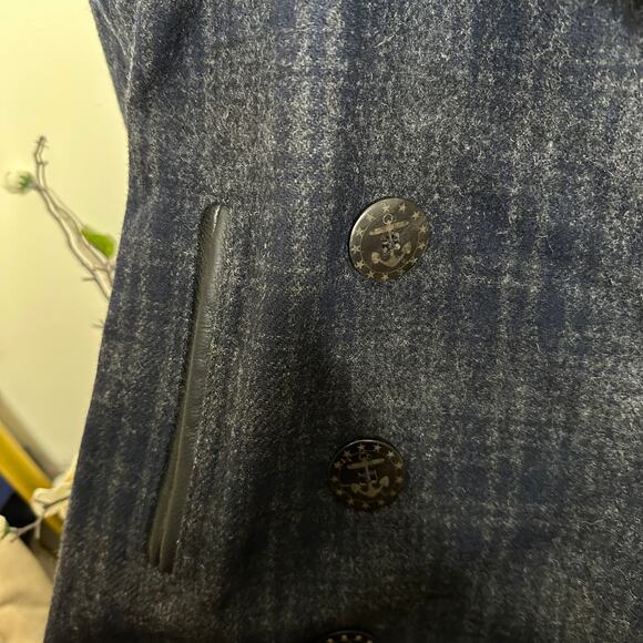 SCHOTT NYC PERFECTO BRAND Thompson Wool Plaid Coat Mouton Fur Collar Sz S - Picture 5 of 6